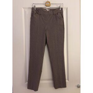 ELIANE ROSE Gingham Checker Plaid Pattern Brown Skinny Stretch Pull Up Pants | 8